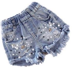 Lola and the boys ROCKSTAR STUDDED DENIM SHORTS size 6
